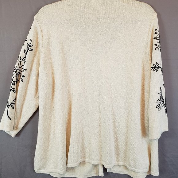 True Beauty by Emme Women's Size 2 Plus (XL) embroidered sleeves Sweater Jacket - Picture 7 of 15